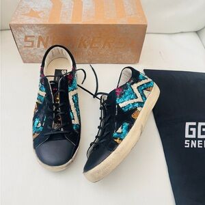 Golden goose GGDB super star full paillette black and blue glitters sneakers